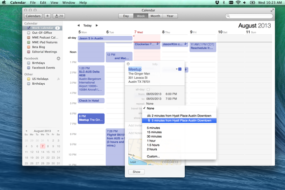 Calendar app full view