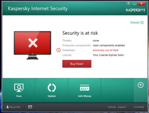 kaspersky main screen