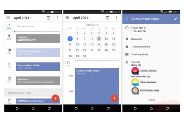 googlecal ui