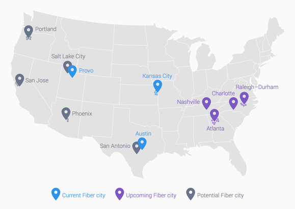 google fiber cities jan. 2015